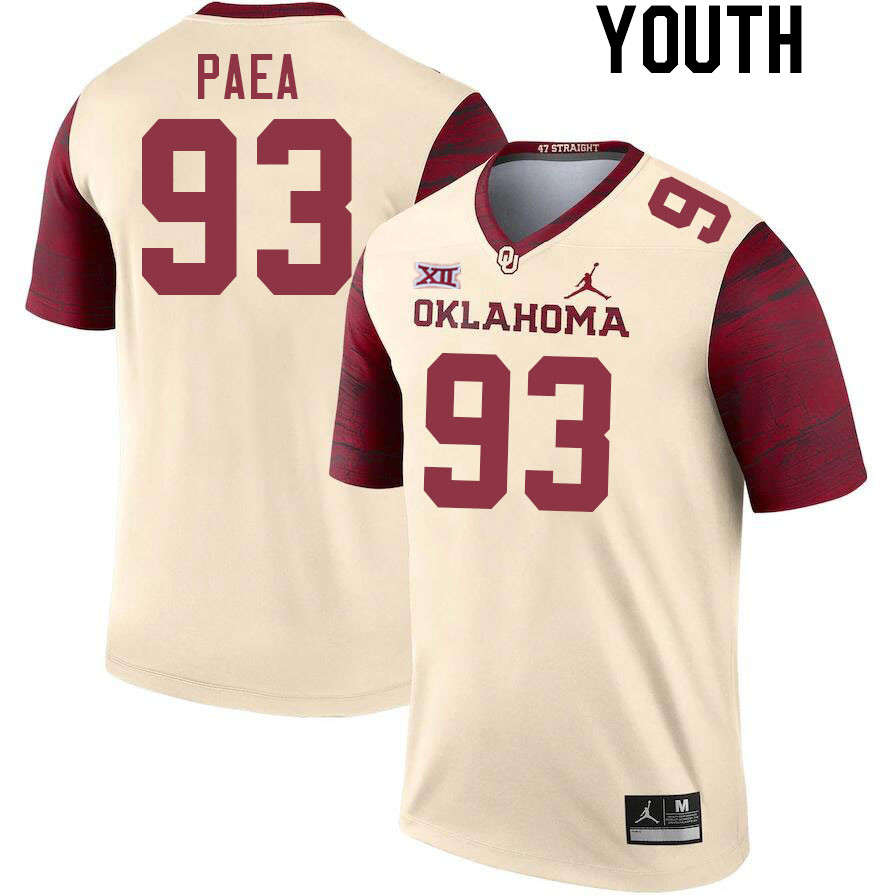 Youth #93 Phil Paea Oklahoma Sooners College Football Jerseys Stitched Sale-Cream